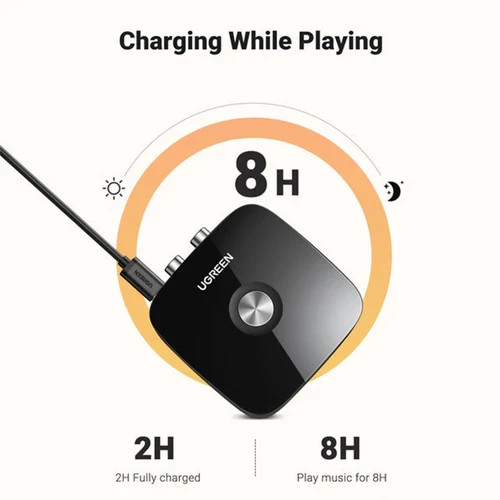 Bluetooth Audio Receiver With 3.5mm & 2 RCA Adapter (Black) (CM123)