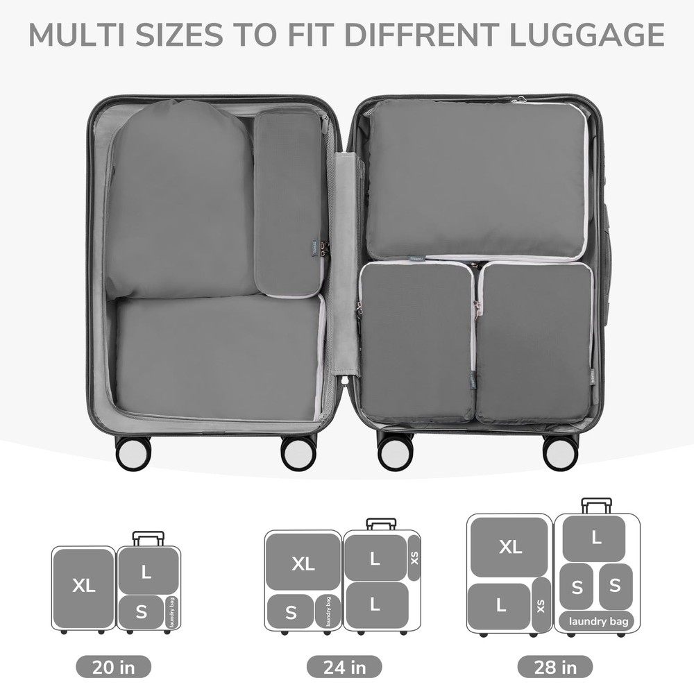 CherryNow Compression Packing Cubes, 7 Set Packing Cubes Compression, Travel ...