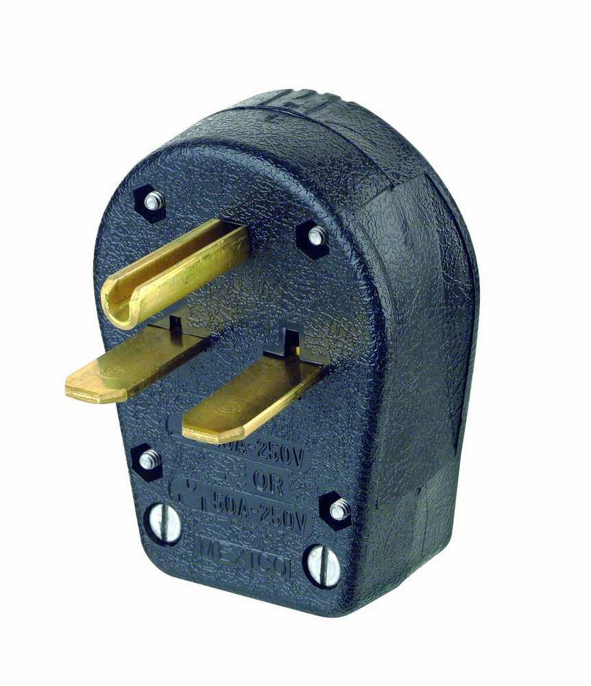 931 30/50 Amp, 250 Volt, Plug, Angle, Grounding, Black