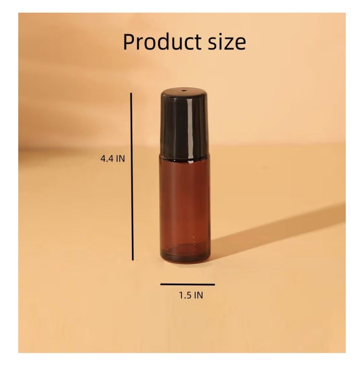 2 Pcs 50ml Amber Glass Roll On Bottles - Empty Refillable Rollerball Containers