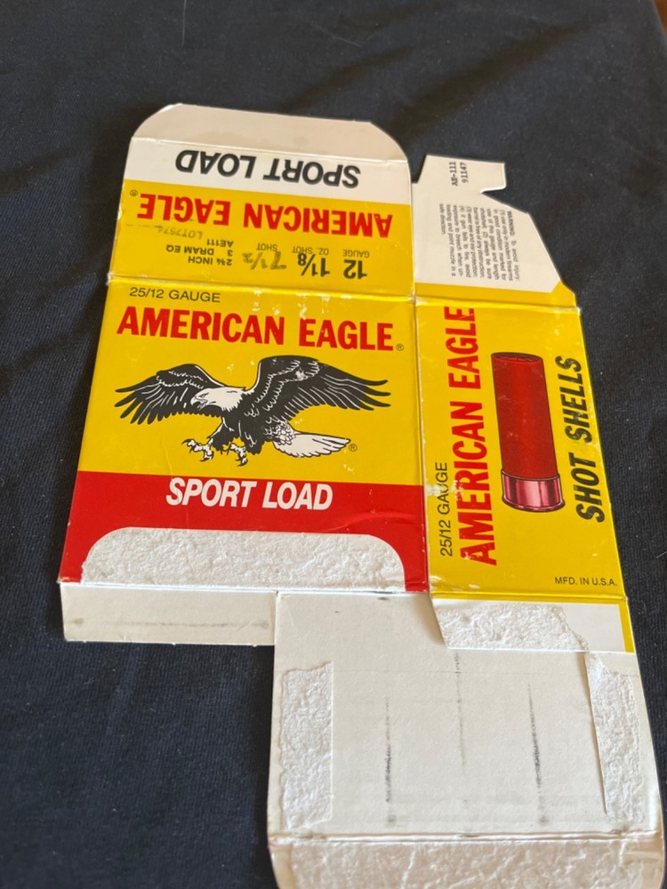 Empty shotgun shell box American Eagle 12 ga.