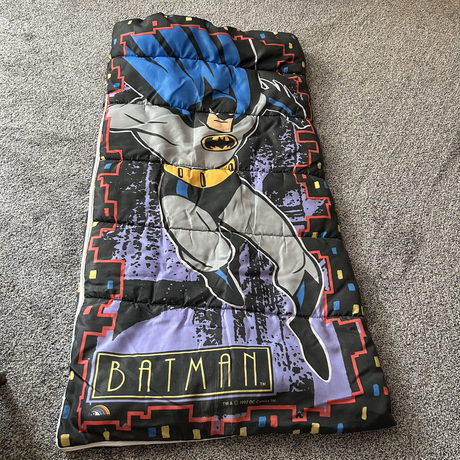 Vintage Batman Sleeping Bag DC Comics 1992 Youth Size Blanket 55x27