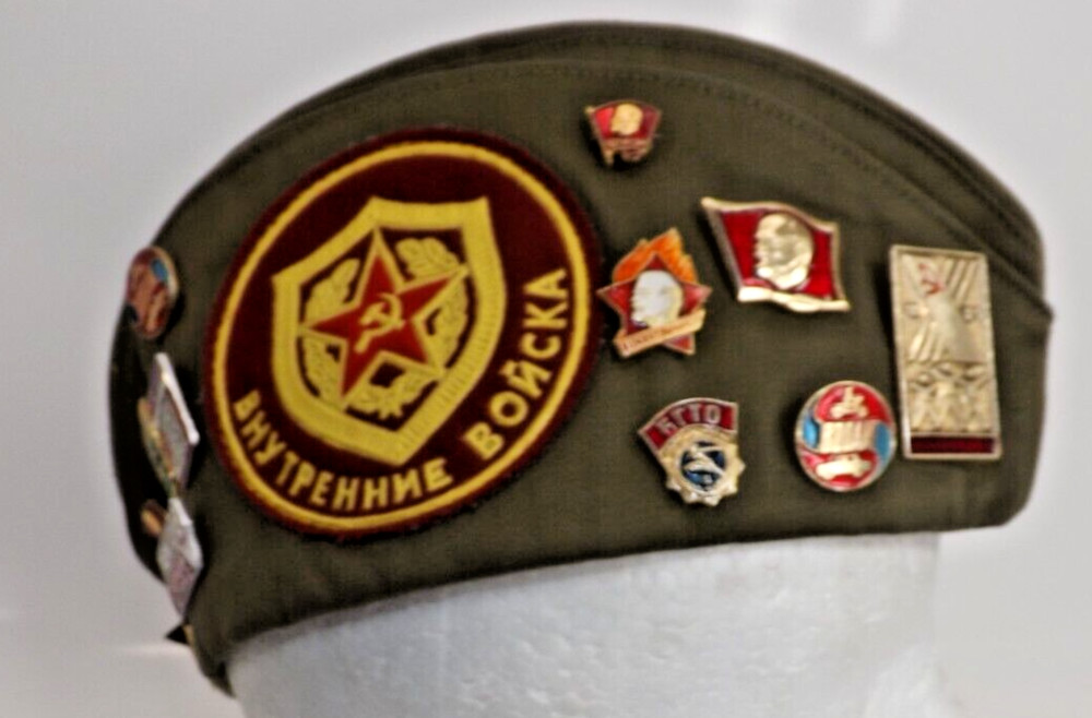 Russian Armed Internal Troops Garrison hat & pins - Lenningrad 1981