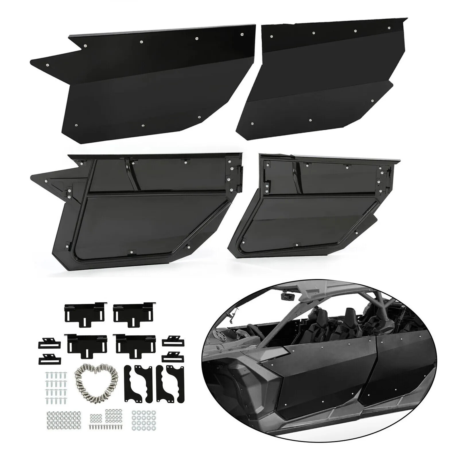 Black 4PCS Powder Coated Door Panels Fit CAN AM X3 1000 Full Doors 2017 - 2024