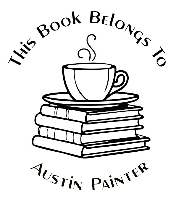 Custom Book Hand Held Embosser | Coffee Cup on a Book Stack Custom Embosser