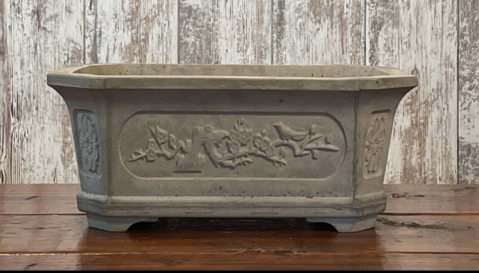 Large Rectangular Concrete Bonsai Pot 13.75” X 10” X 5.5”