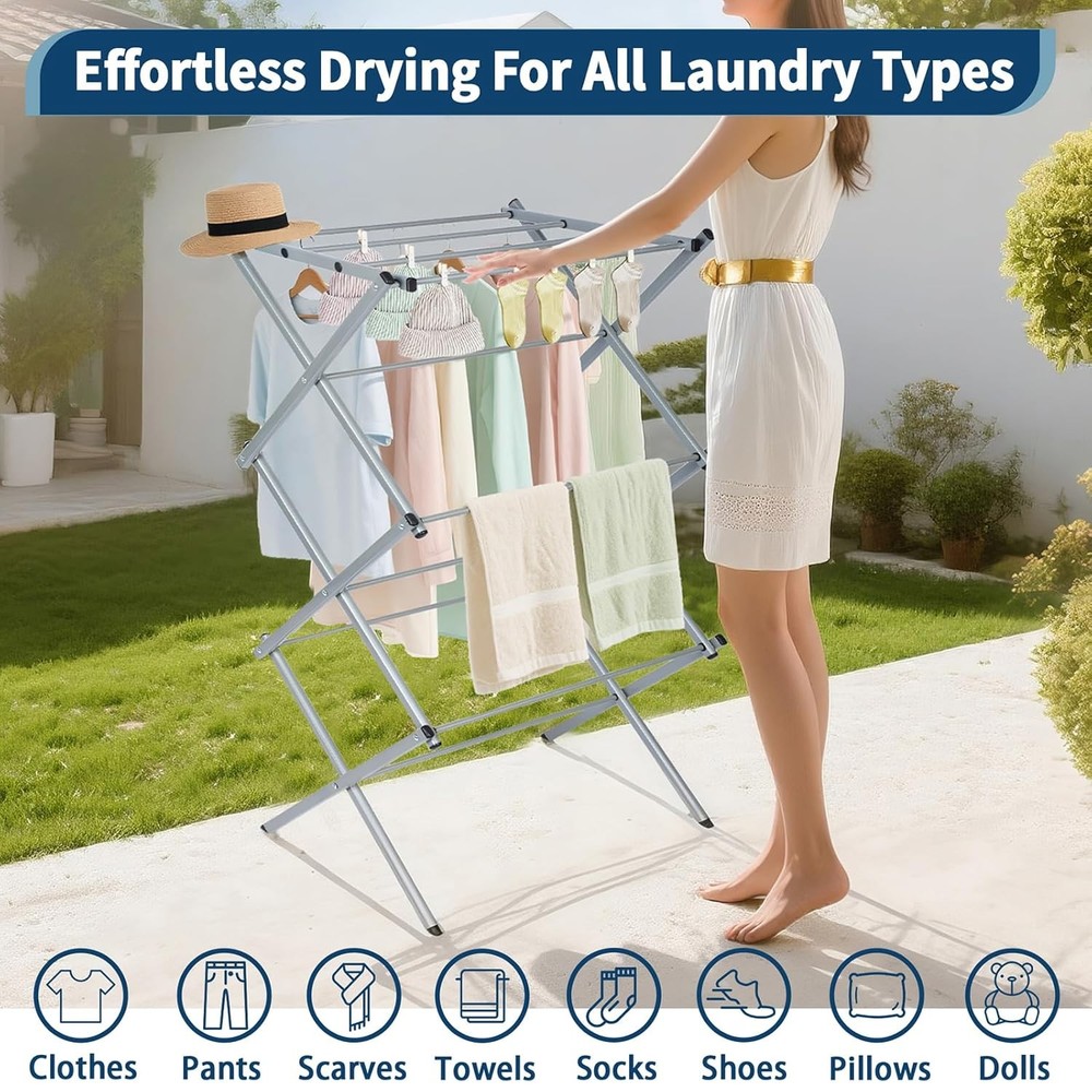 Foldable Clothes Drying Rack 3 Tier Laundry Drying Rack Collapsible Drying Rack