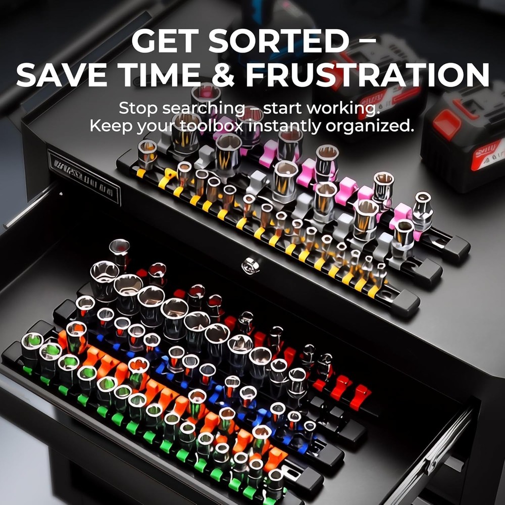 High-Compatibility 9-Piece Socket Organizer – ABS Tool Storage Solution