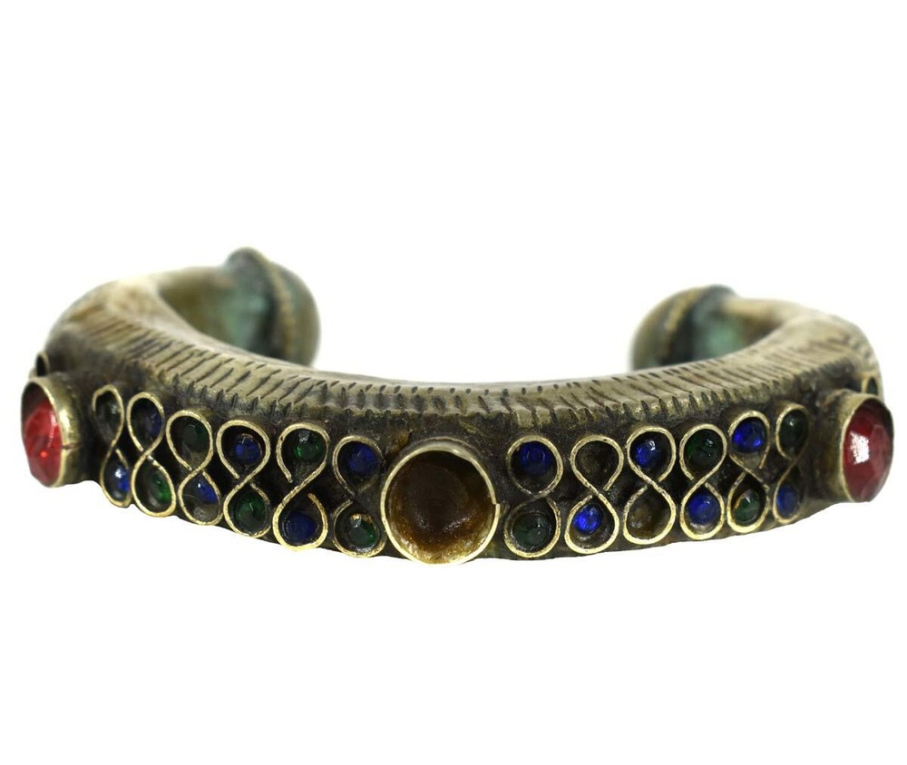 Tibetan Bangle Silver Stone Bracelet