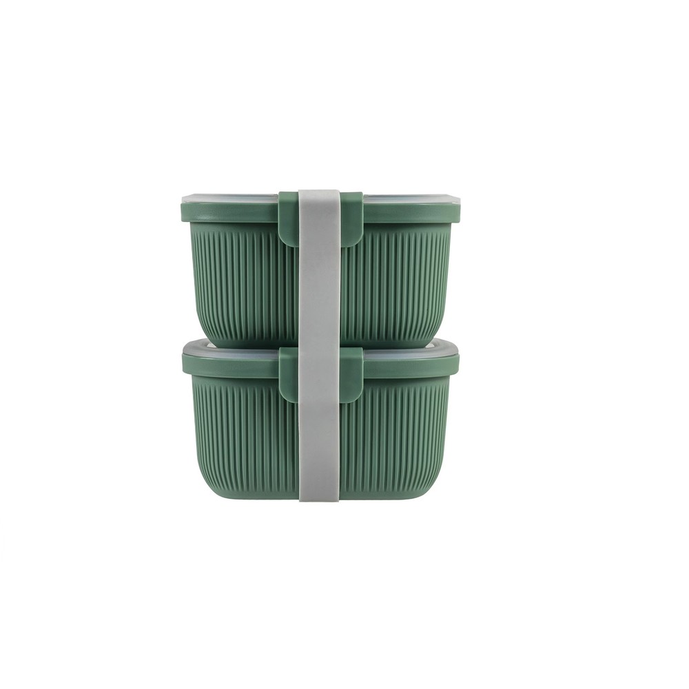 Mainstays Green Rectangle Bento Snack Container, 19oz