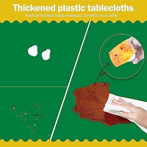 6 Pack Plastic Table Cloth 54" x 108", Disposable Tablecloths Rectangle Green