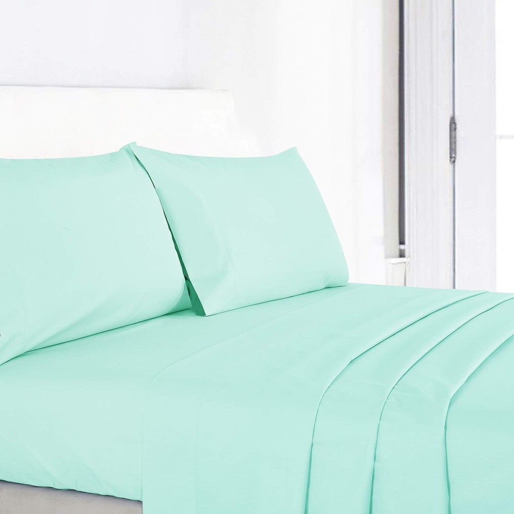 Queen Percale Bed Sheets, 200 Thread Count Cotton Polyester Blend Sheet,Wrink...