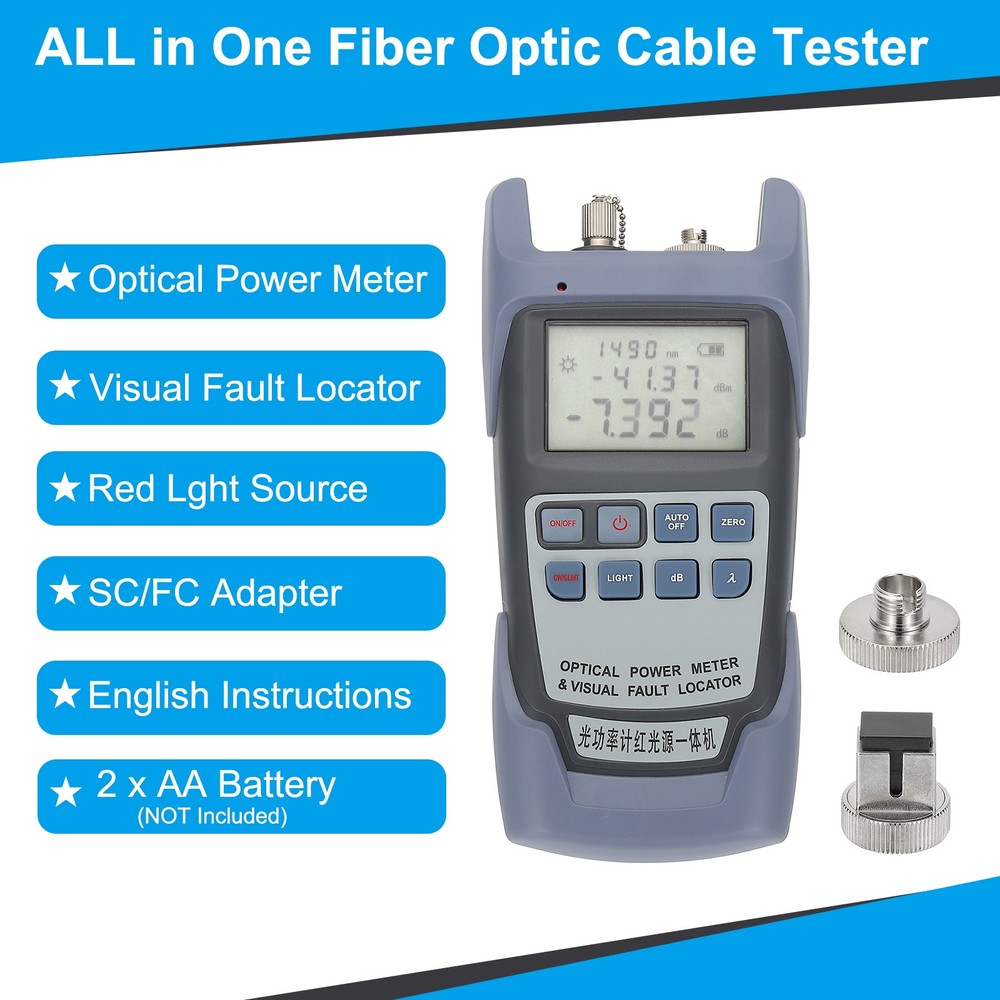 Fiber Optic Cable Tester, 30MW Visual Fault Locator Optical Power Meter