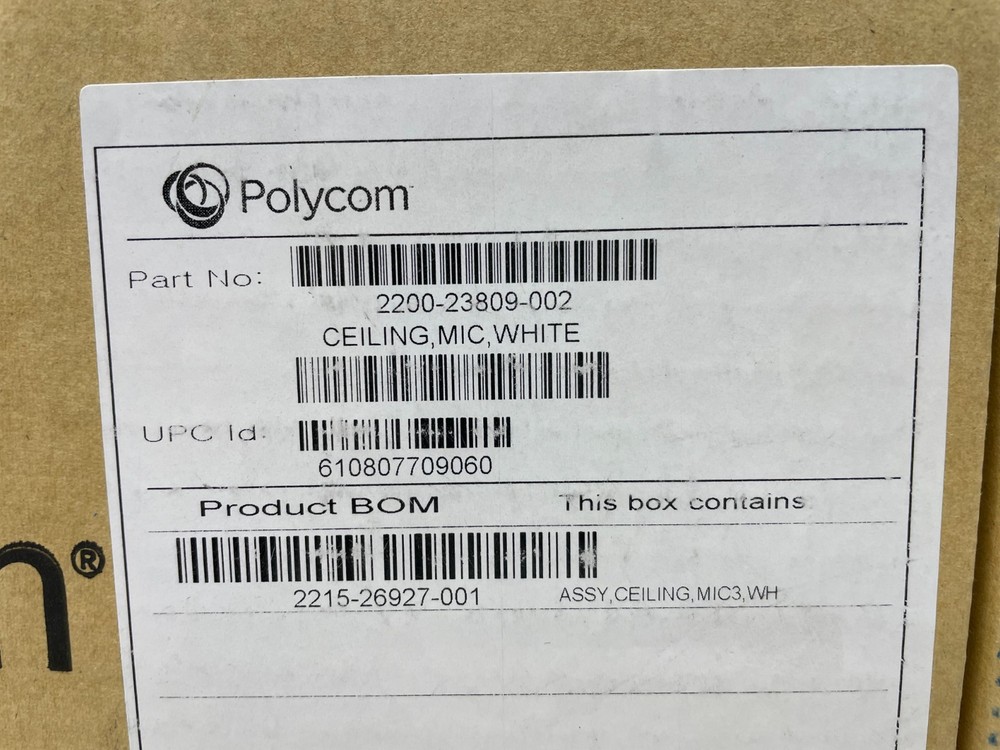Polycom 2200-23809-002 Primary Ceiling Microphone Array Mic3, White NEW