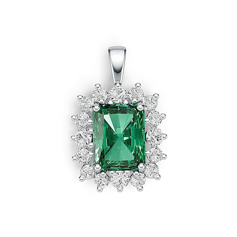 Sterling Silver Semi Mount Pendant Setting Emerald OCT 9X7mm
