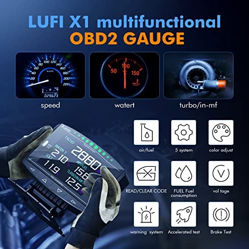 X1 Obd2 Gauge Display,Boost Gauge,Speedometer,Water Temperature Meter,Multi