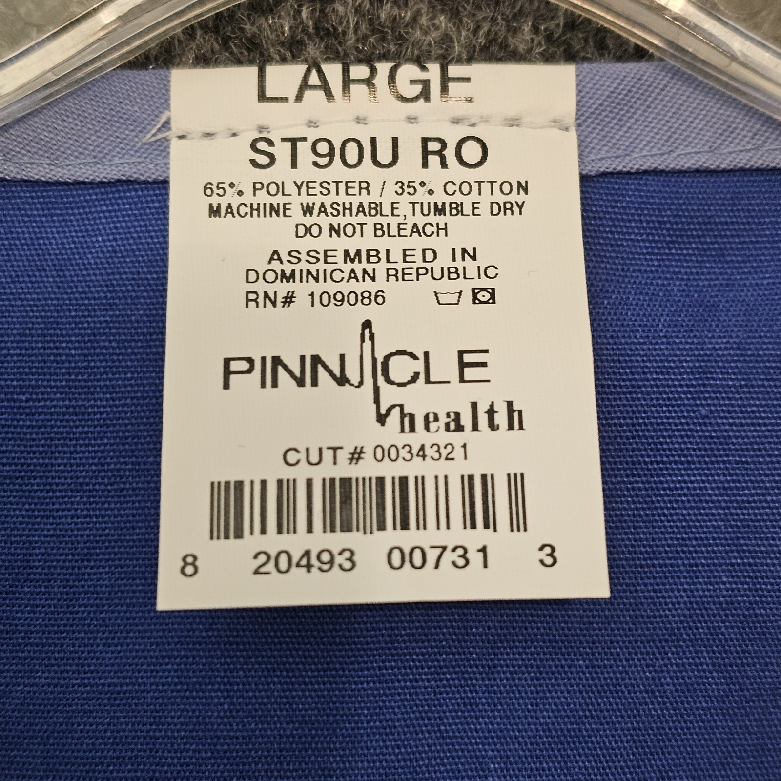 Pinnacle Health Scrub Set Large Blue V-Neck Top & Drawstring Pants Medical