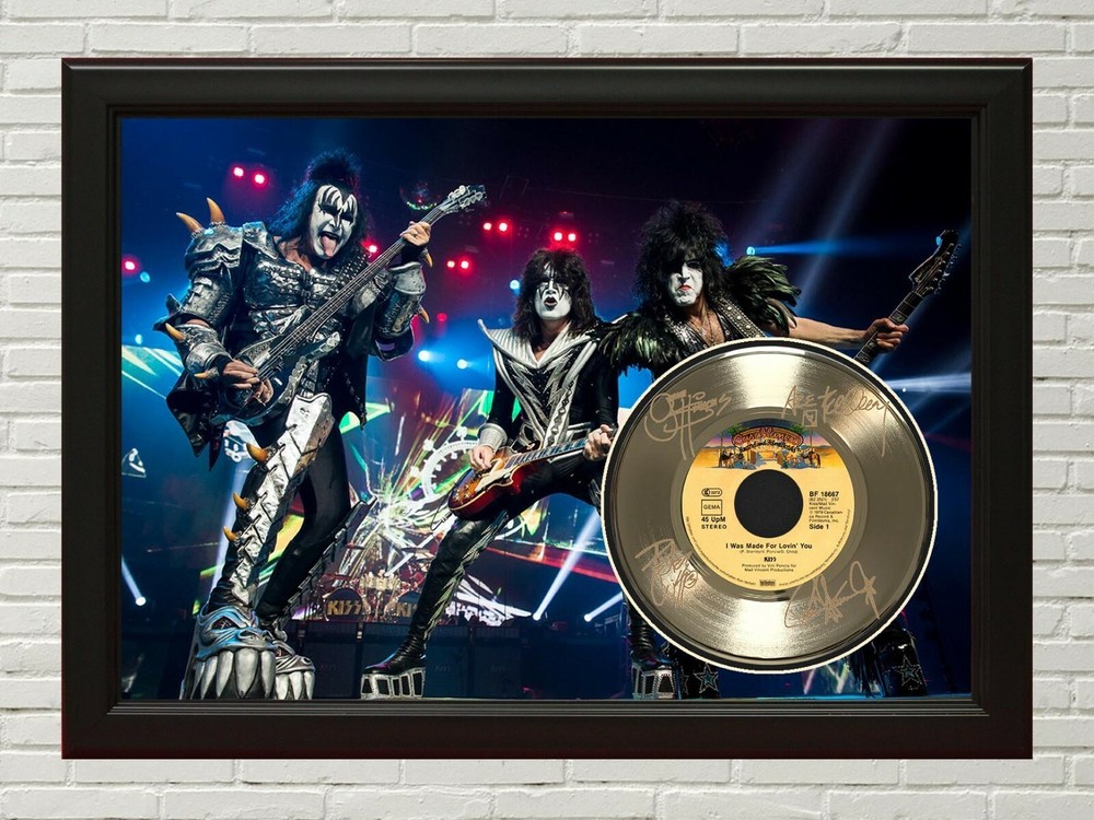KISS I Was Made For Lovin You Poster Art Wood Framed 45 Gold Record Display