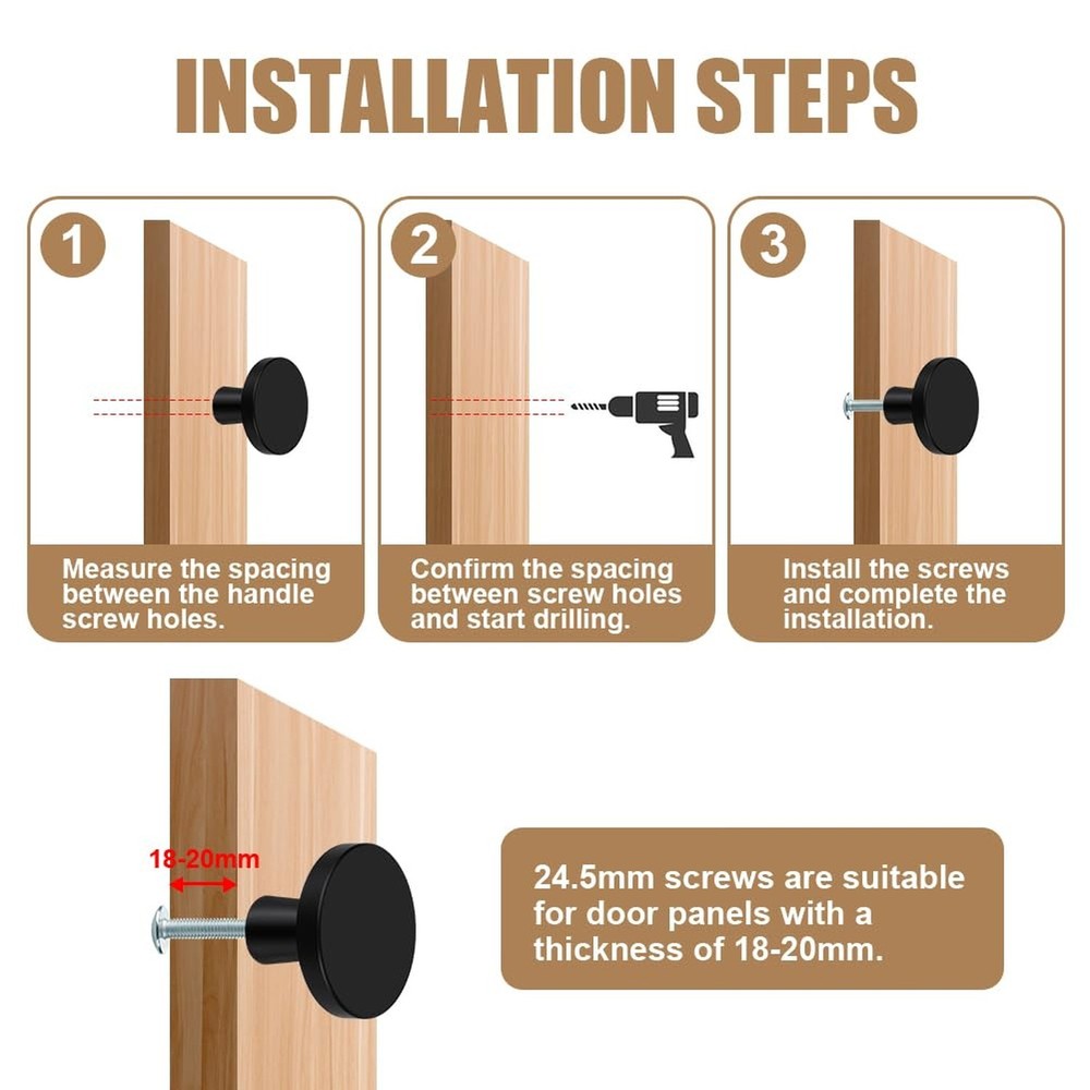 Ainiv 10 PCS Black Cabinet Knobs, Round Drawer Knobs, Mushroom Dresser Handle...