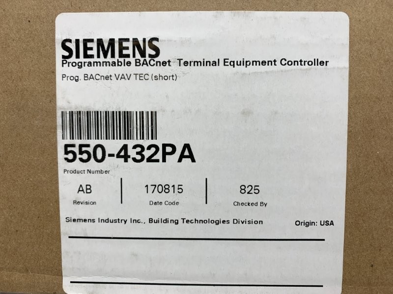 Siemens 550-432PA Terminal Controller BACnet VAV TEC