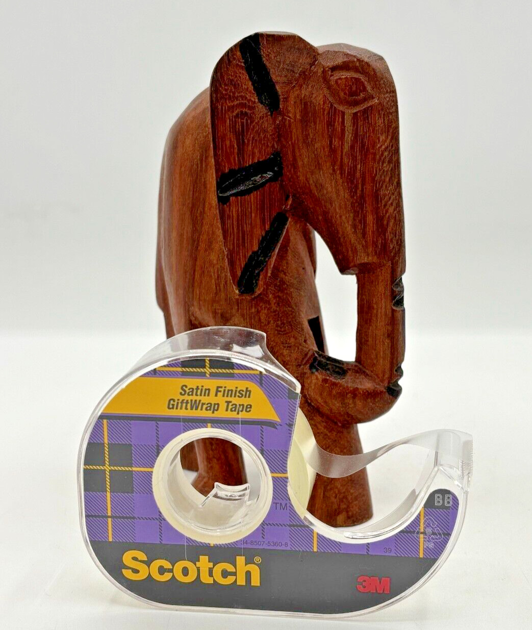 Vintage Hand Carved Wooden Elephant Figurine Rosewood Primitive Africa 5.5"H