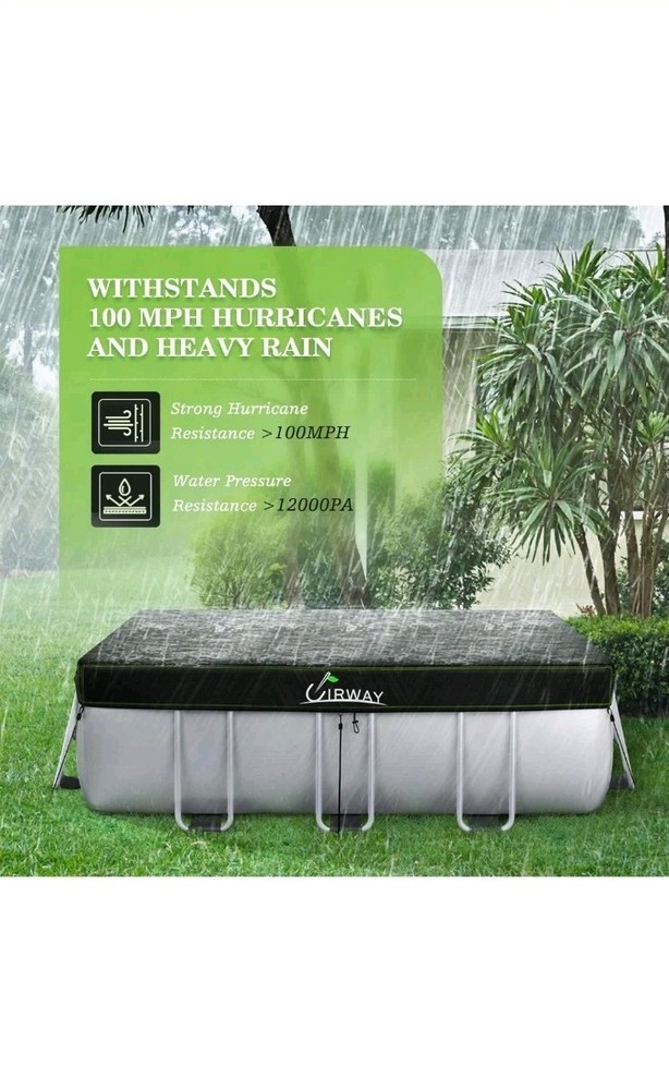 UIRWAY 12x18 FT Rectangular Pool Cover with Reflective Strips, Swimming Pool...