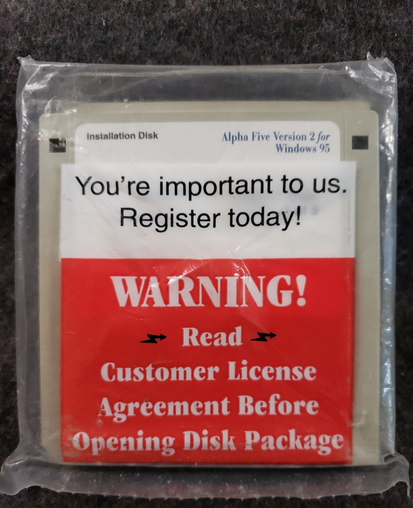 alpha five version 2 for windows 95 Sealed Floppy Disks Only ............(C19B2)