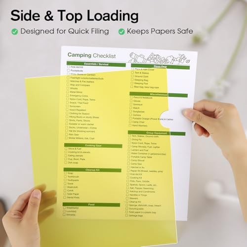 Clear Plastic Folders Sleeves Pack, 6 Assorted Colors, Documents Project 12