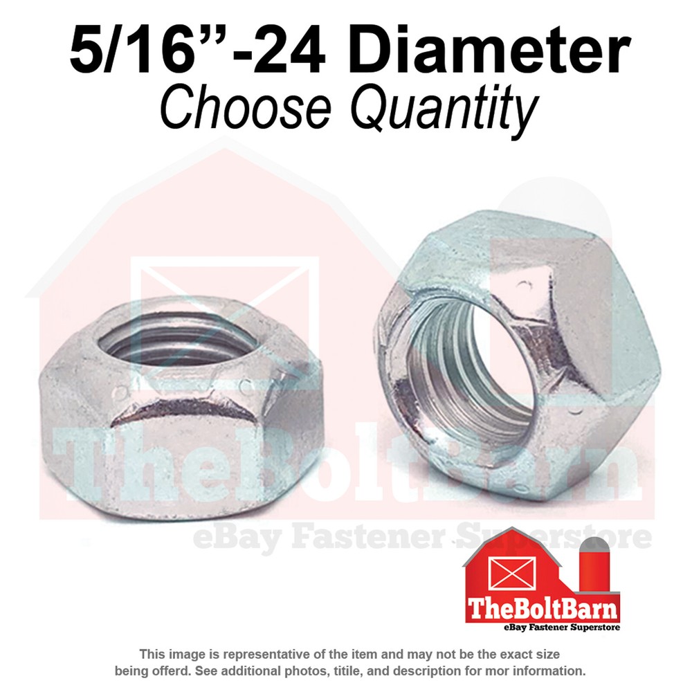 5/16"-24 Grade 8 Hex Top Lock Nuts Zinc Clear Fine Thread (Pick Quantity)