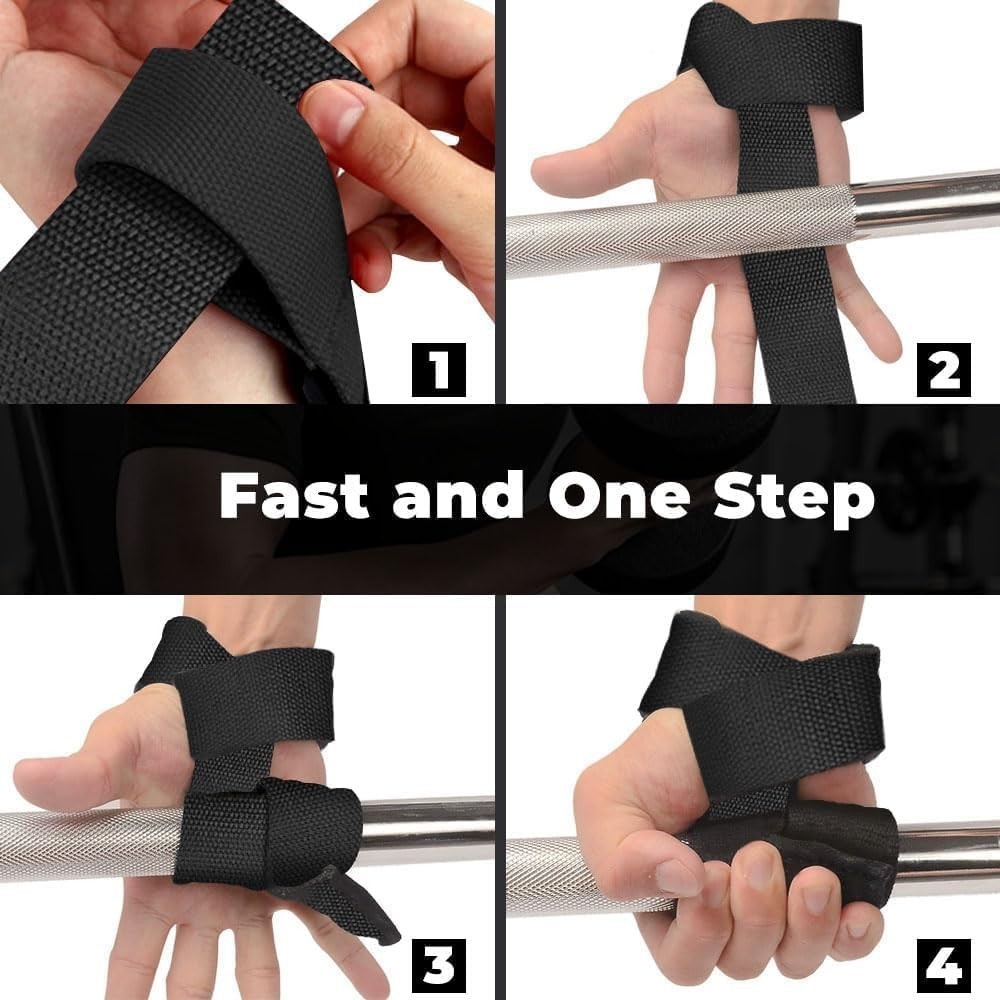 Durable Black Lifting Straps with Wrist Support for Ultimate Workout Efficiency