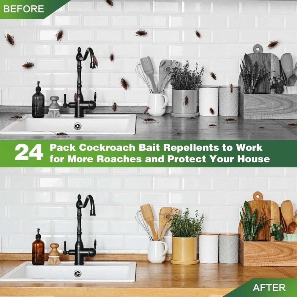24PCS/Pack Roach Killer Cockroach Traps for Indoor Outdoor Infestation Control