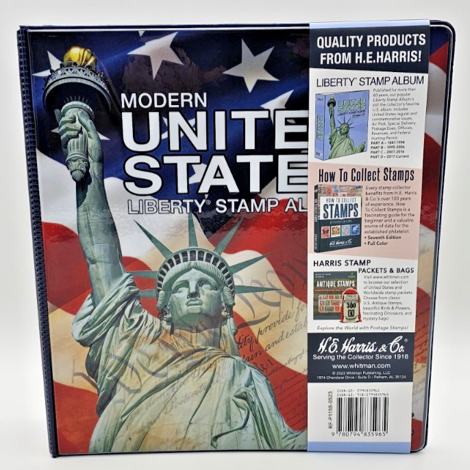 HE Harris US Modern Liberty Stamp Album 2.5 Inch 3-Ring Flag Binder - New
