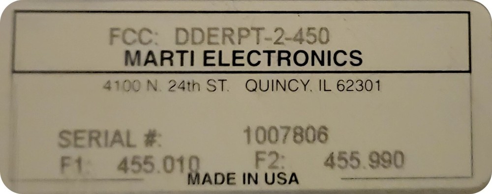 Marti RPT-2 & RPT-15 Remote Broadcast Link Set With IDer