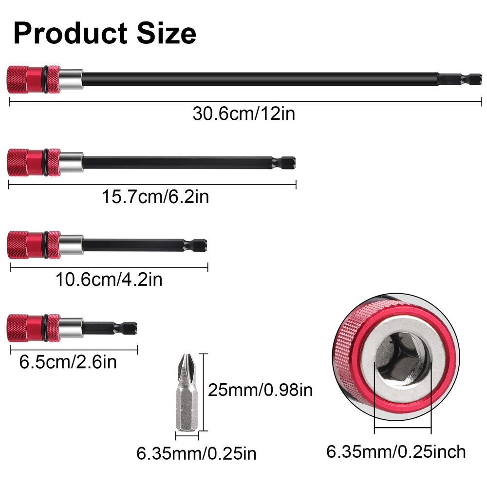 4Pcs Magnetic Drill Screwdriver Bit Holder 1/4 Inch Hex Quick Release Bit Holder