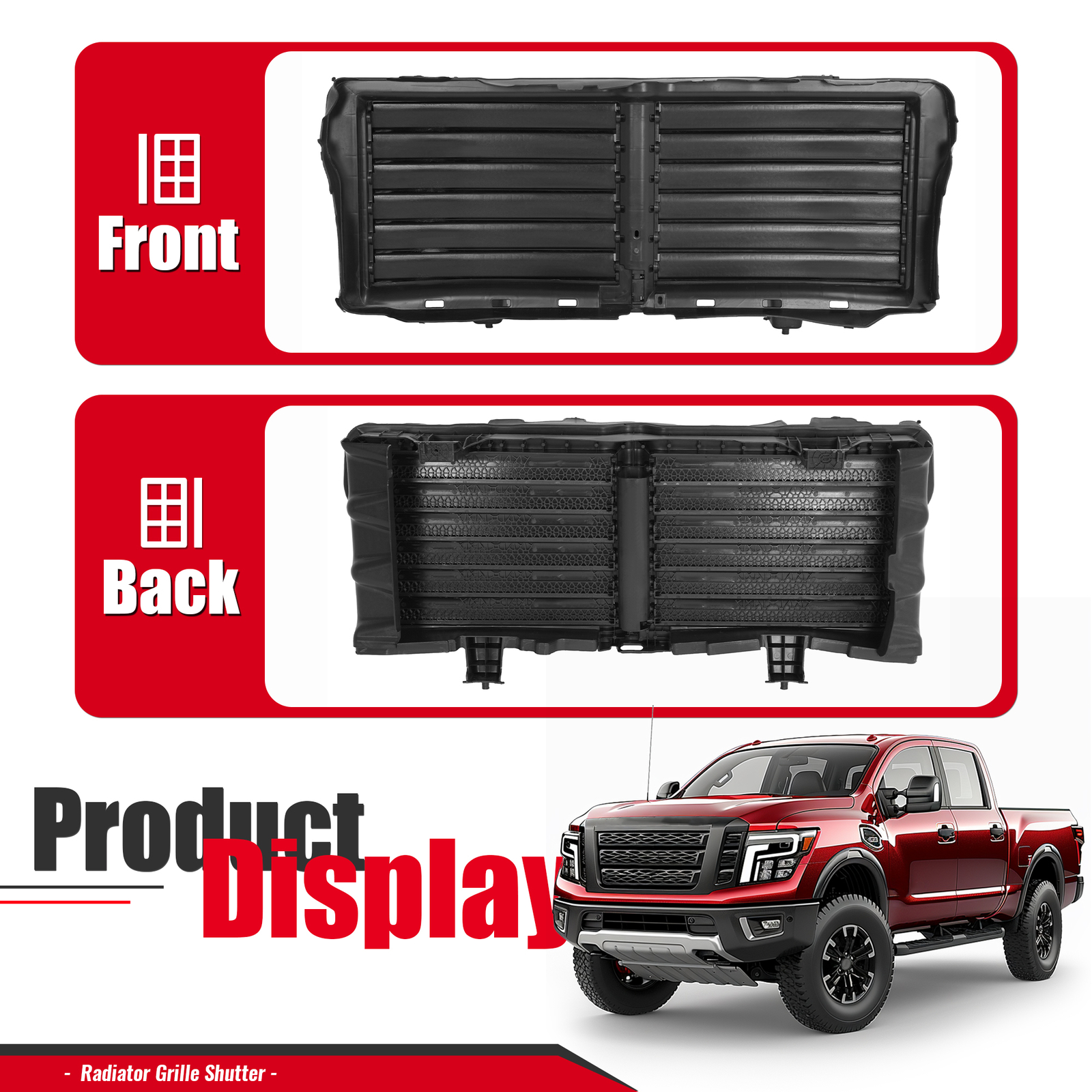 For 2017-2020 Nissan Titan/Titan XD Radiator Grille Shutter Assembly 21421-9FT0B