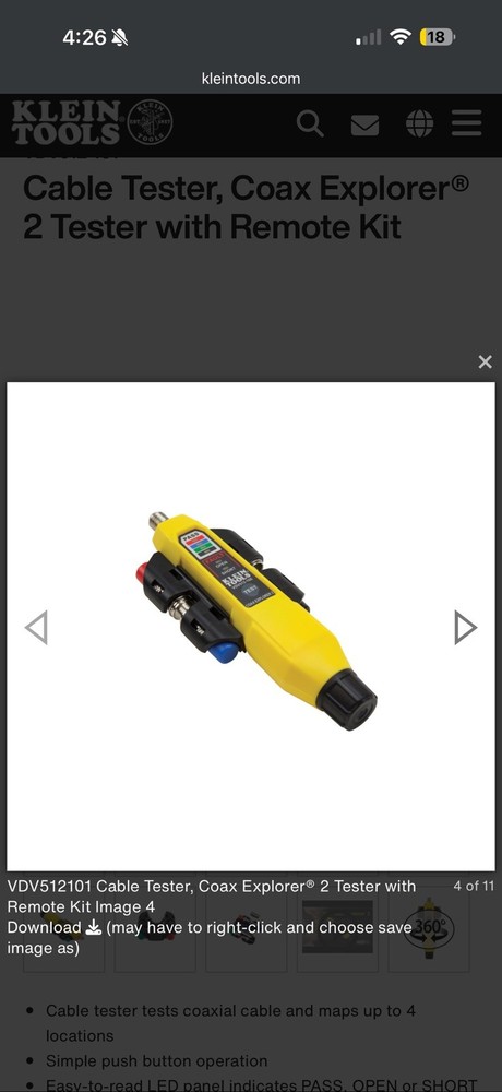 VDV512-101Cable Tester, Coax Explorer® 2 Tester with Remote Kit