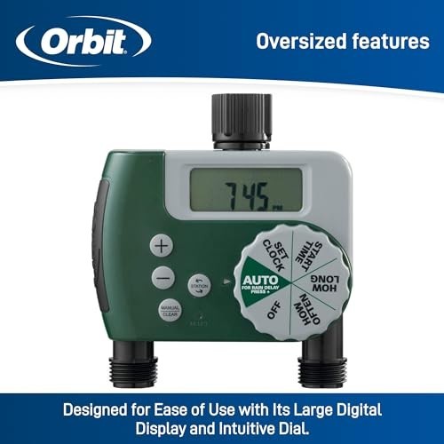 2-Outlet Programmable Digital Hose Watering Timer for Garden Irrigation System