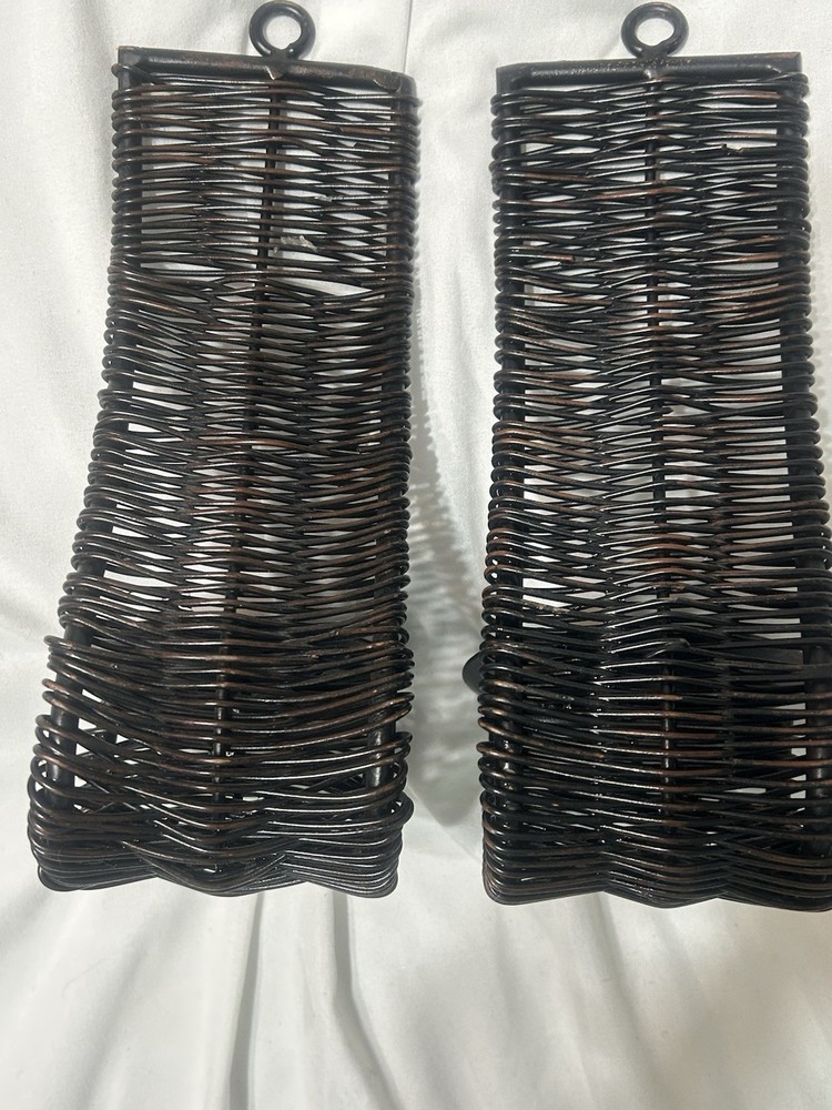 Sconces Weaved Wrought Iron Dark Brown Wall Sconces