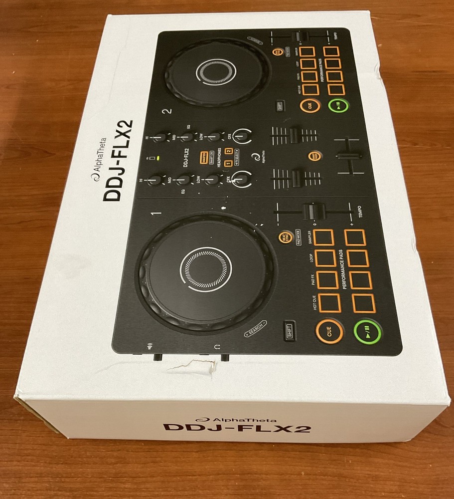 AlphaTheta DDJ-FLX2 Double Deck DJ Controller, Performance Pads, USB, Black