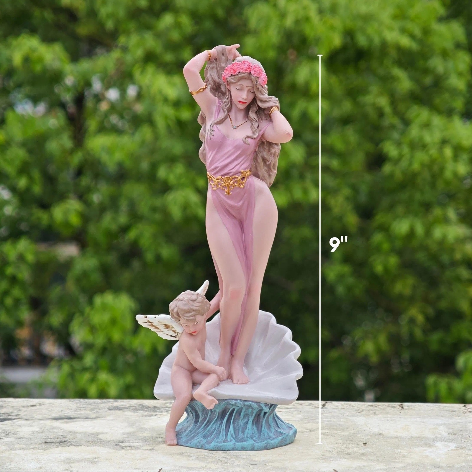 Aphrodite Statue 9 Inch – Greek Goddess Venus with Cupid Figurine, Classic