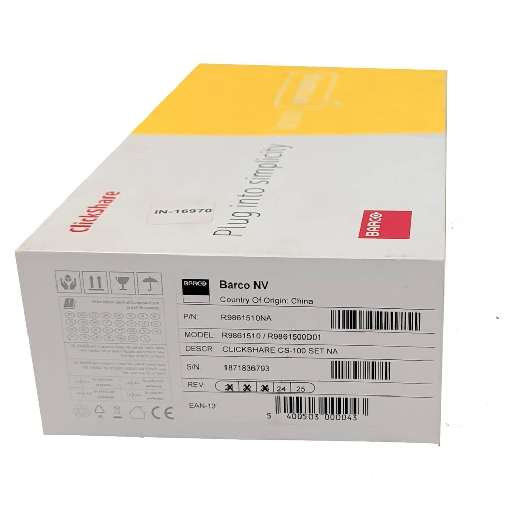 Barco ClickShare CS-100 Wireless Presentation R9861510 w/ AC Adapter, Open Box