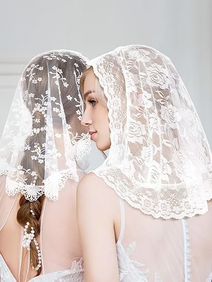 3 Pcs Mantilla Catholic Veil for Church Chapel Lace Christian Veils Head Coverin