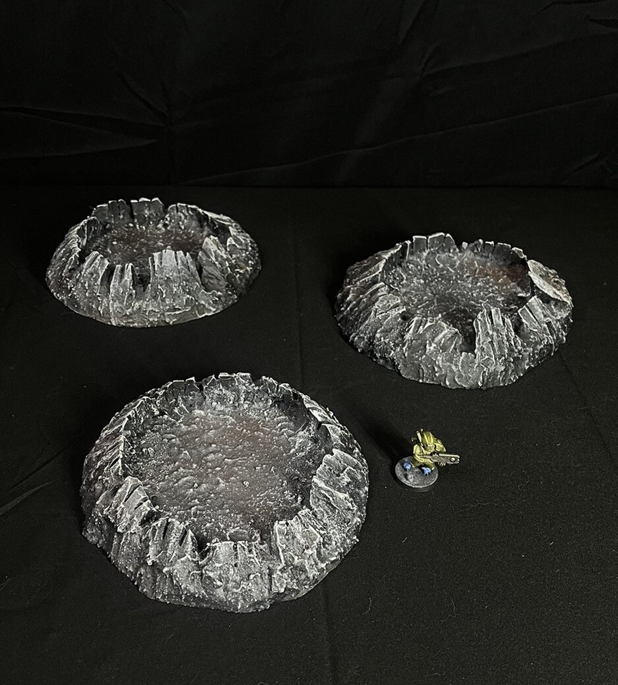 Wargaming Blast Craters Terrain Set Fully Painted Compatible With Warhammer 40k