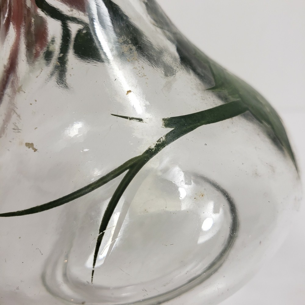 Beautiful Pitcher Style VTG Glass Deco Floral Design Clear