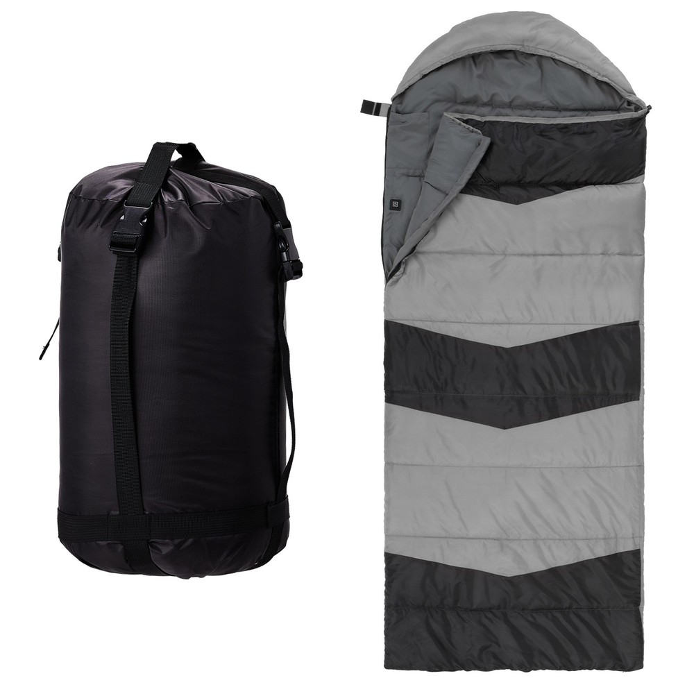 Rectangular Heated Sleeping Bag,Gray,USB‑Powered HeatingPads,Waterproof,210×85cm