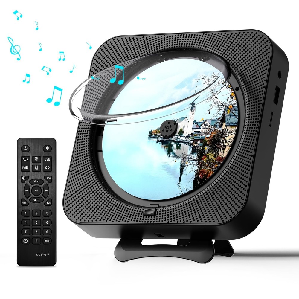 MICOCIOUS Bluetooth Portable Home CD Music Player Remote Timer Built-in Speaker