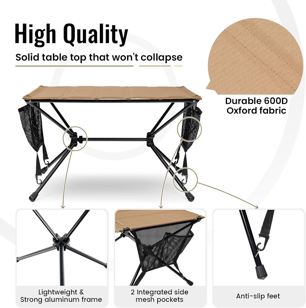 VENTARA Camping Table Ultralight Foldable Table Sturdy & Quick Setup Weighs Only