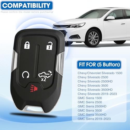 Keyless Entry Remote Control Key Fob Replacement 5 Button for Chevy Silverado