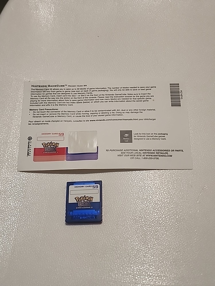 Pokemon Box Ruby and Sapphire Gamecube USA Sticker Insert Only And Memory Card