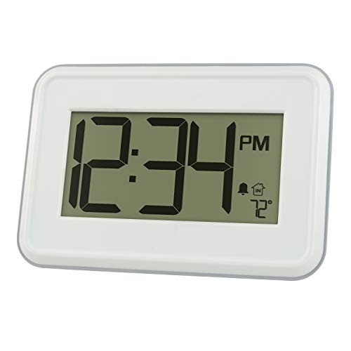 513-113W Digital White Wall Clock with Temperature & Countdown Timer